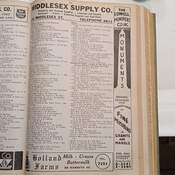 1945 Lowell, Massachusettes City Directory Book - Picture 5 of 16